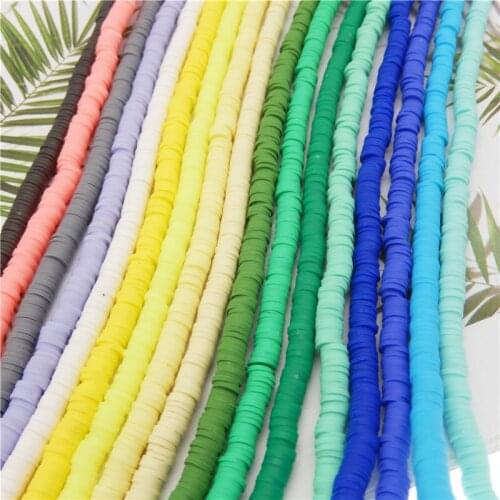 Julie Wang About 370PCS 6mm Round Polymer Clay Beads Chip Disk Loose Spacer Beads Bracelet Jewelry Making Handmade Accessory