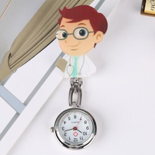 Nurse Watch Men Fashion Lovely Pendant Digital Quartz Dial Durable Stainless Steel Clip Cartoons Portable Doctor Pocket Watch
