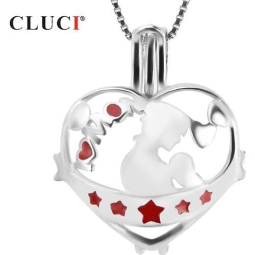 CLUCI 925 Women Sterling Silver Cage Pendant for Necklace Jewelry Making Women Mothers Day Gift Wish Pearl Locket SC237SB