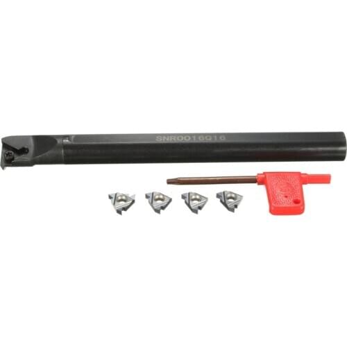 Snr0016Q16 16X180Mm Lathe Turning Tool Holder with 4Pcs 16Ir Ag60 Inserts Boring Bar Internal Threading Cutting Tool