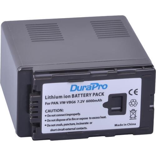 Durapro 1PC 6000mAh VW-VBG6 VW VBG6 Li-ion Battery VW-VBG6 VW VBG6 Rechargeable Camera Battery For Panasonic HDC Camera Bateria
