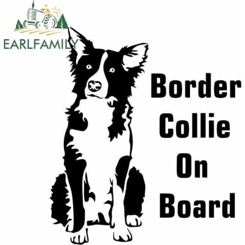 EARLFAMILY 13cm x 11.7cm For Border Collie On Board Car Stickers Trunk Creative Decal Boat Accessor DIY Custom Printing