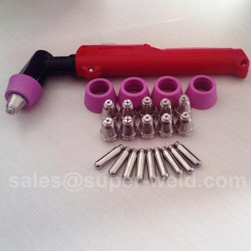 AG60 Hand Use Torch Head+Nozzle 10pcs +10 Electrode +Shield Cap 2pcs, Air Cooled Plasma Cutting Torch 60A