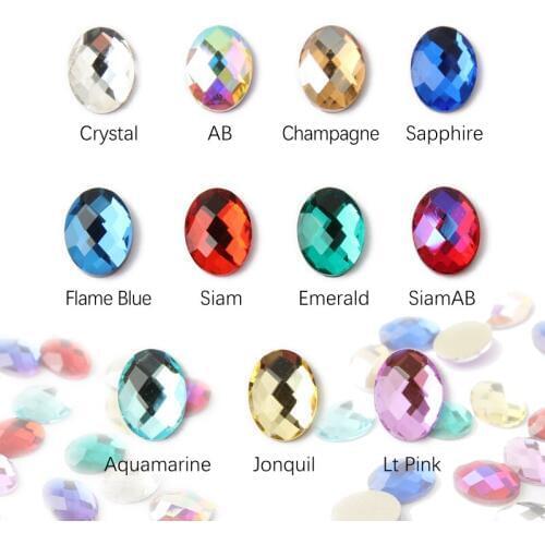 Hot sale Mesh ellipse 6x8mm Nail Art Rhinestones 12 colors Fancy Crystal stones 30/100Pcs For 3D Nail art decoration