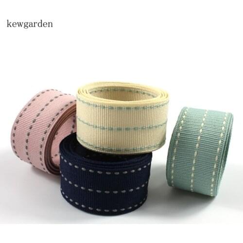 Kewgarden 25mm 1" Dotted Line Grosgrain Ribbons DIY Bowknot Satin Ribbon Handmade Tape Double Face Riband 6Y/lot