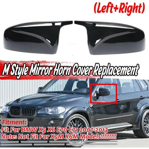 2pcs Rearview Excellent Side Wing modified Bright black Mirror Cover caps For BMW X5 E70 X6 E71 2007-2013