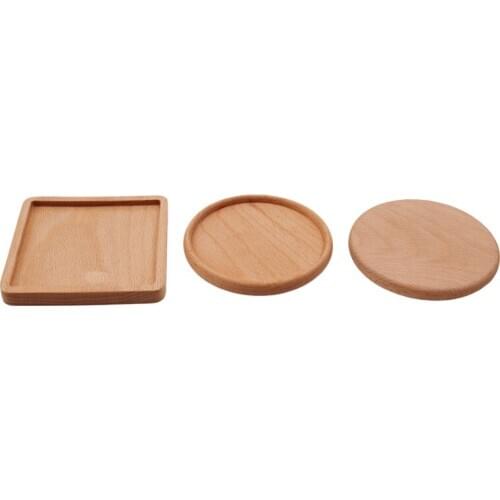 Square Round Wood Drink Coaster Set Placemat Cup Mat Pad Coffee Cups Household Saucer Insulation Decoration Accessory Tools