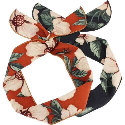 Cute Floral Pinup Headband Palm Leave Bandana Wire Hairband Rockabilly Hair Accessories Rabbit Ears Dolly Bow Twist Turban
