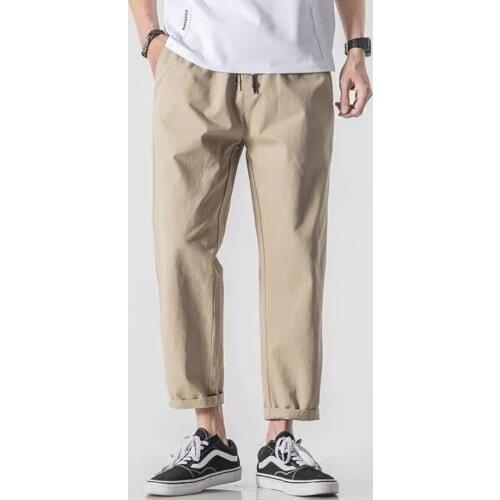 Mens Korean Fashion Khaki Harem Pants 2021 Korean Clothes Plus Size Slim-fit Loose Summer Daily Leisure Men Turn-up Cuff Pants