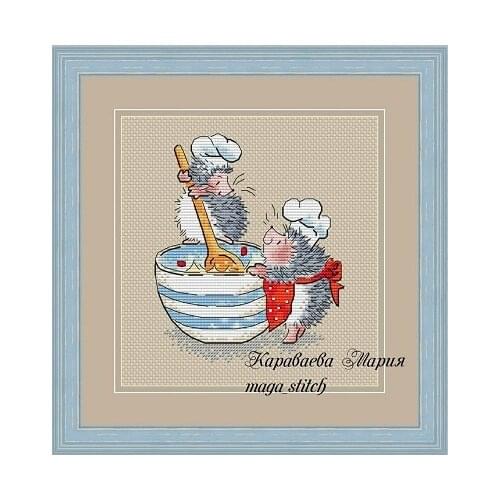 DD Counted Cross Stitch Kit Fan blowing a fan Handmade Needlework For Embroidery 14ct Cross Stitch Hedgehog cook