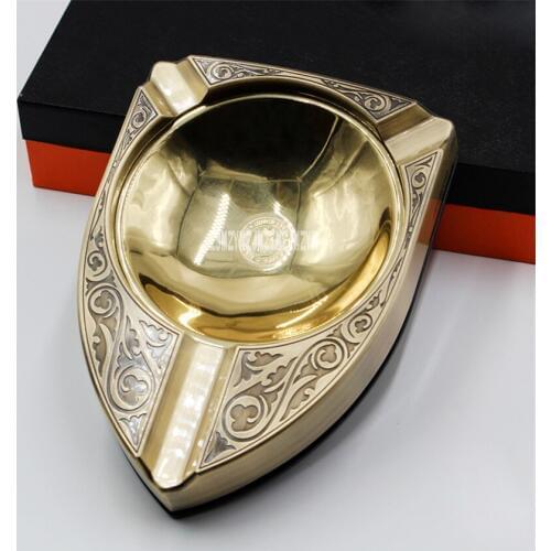 New High-end Metal Cigar Ashtray Creative Luxury Ashtray Living Room Desk KTV Home Decoration Pure Copper Cigar Ashtray JF-076