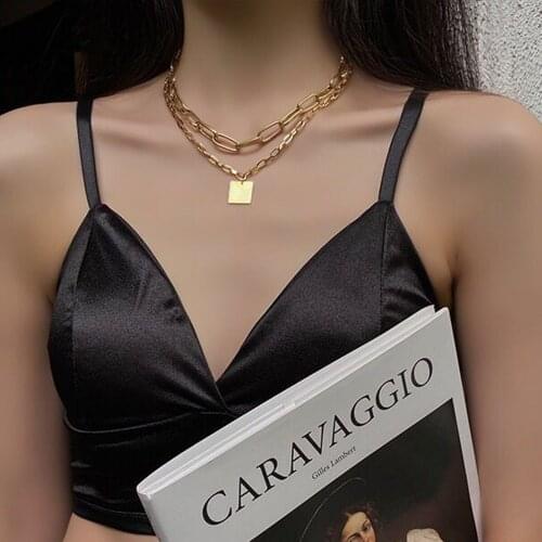 2Pcs/set New Creativity Choker Necklace Jewelry Collar Thick Chain Punk Cuban Hip-Hop Statement Gold Color Metal Crude Necklace