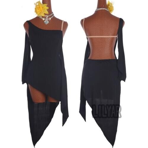 New Latin Dance Dress Practice Clothes Women Backless 2020 Tango/Ballroom/Flamengo/Rumba Dancing Costume Ladies Dress Black 3907