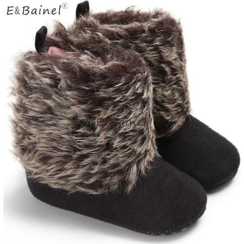Super Warm Winter Baby Boot Fur Snow Boots Infant Shoes Black Anti-Slip Fleece Baby Shoes Booties First Walkers Baby Moccasins
