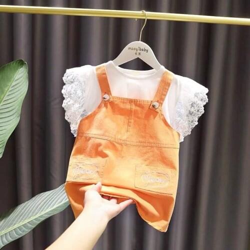 1-6Y Girls Clothes Set Summer Baby Princess Sling Dress Baby T-shirt Two Piece Set Baby Short Sleeve Top