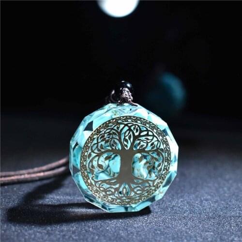 Orgone Pendant Tree Of Life Energy Orgonite Necklace Pink Crystal Healing Resin Jewelry Natural crystal stone Dropshipping