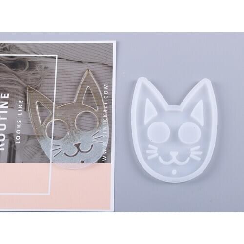 DIY Crystal Epoxy Resin Mold Homemade Childrens Schoolbag Pendant Defense Keychain Cat Face Silicone Mold For Resin