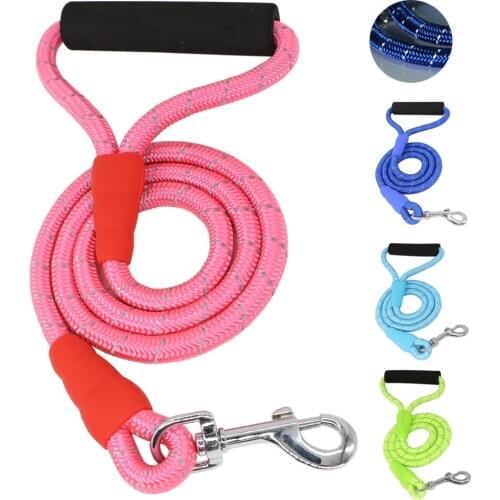 Dog Leash Foam Handle for Large Medium Cat Pets Leashes Rope Dogs Leash Nylon Reflective Running Walk Train Rope Tenacity