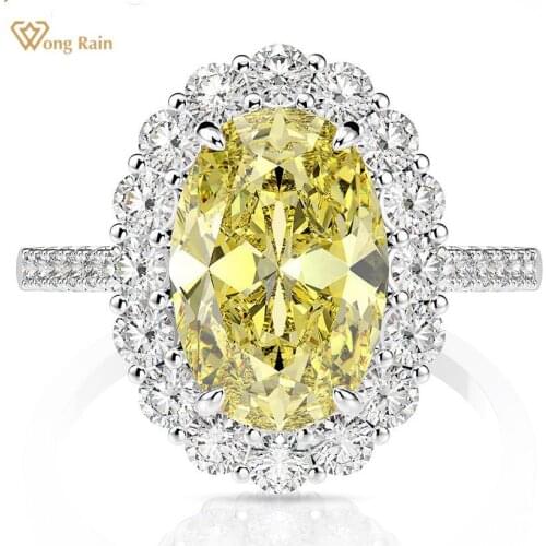 Wong Rain Luxury 925 Sterling Silver Created Moissanite Citrine Sapphire Gemstone Wedding Engagement Ring Fine Jewelry Wholesale