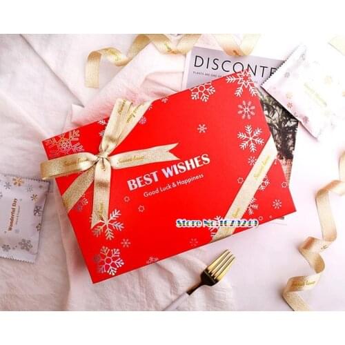 Christmas snowflake bronzing Red paper Box,New Year Gift Box Candy Food box Wedding Gift boxes Christmas Party Decor Supplies