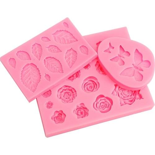 Resin Rose Flower Butterfly Leaf Silicone Mold for Chocolate Polymer Clay Fudge Cake Decorating Fudge Mold