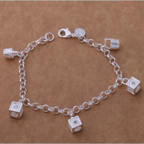 SL-AH180 Wholesale Silver Color Gift Women Lady Nice High Quality Fashion Jewelry Five Transparent Stone Grid /bimajzta Ahlaiysa