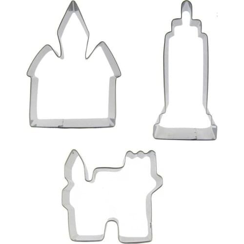 Ancient Castle,Tall Building, Magic house shapes 3 pieces biscuit cutting molds, baking tools, cake decorating soft candy tools