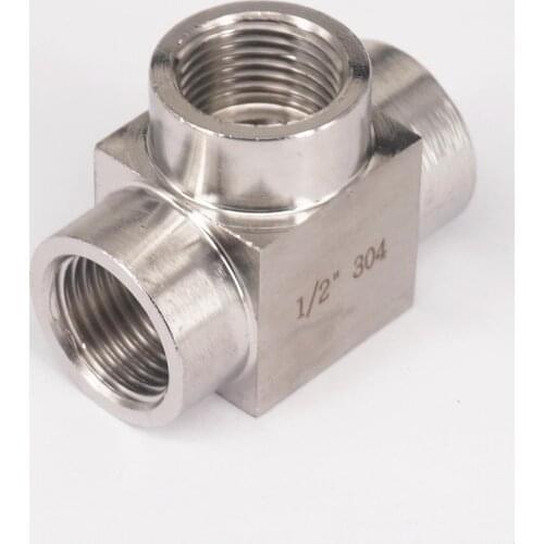 Equal 1/2" BSP Female Threaded Tee 3 Way 304 Stainless Steel Pipe Fitting Connector Adapter Max Pressure 2.5 Mpa