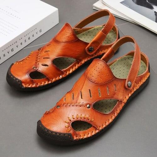 Summer Genuine Leather Classic Soft Breathable Shoes Outdoor Beach Comfortable Male Slip-on Luxury Hot Sale Hombre Size38-44