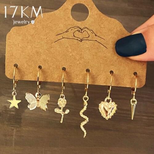 Vintage Gold Animal Drop Earrings Set For Women Small Butterfly Cross Star Moon Dangle Earrings 2021 Trendy Jewelry Gift