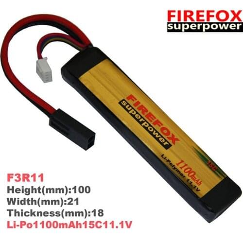 1pcs 100% Orginal FireFox 11.1V 1100mAh 15C Li Po AEG Airsoft Battery F3R11 Drop shipping
