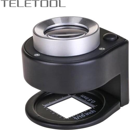 30X Optical Glass Lens Magnifier 6 LED Full Metal Folding Linen Tester Loupe Magnifying Glass Thread Counter Magnifier