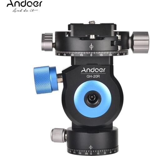 Andoer GT-20R Pan/Tilt Head CNC Aluminum Alloy Tripod Monopod Head 360 Degree Rotating with Quick Release Plate for Cameras