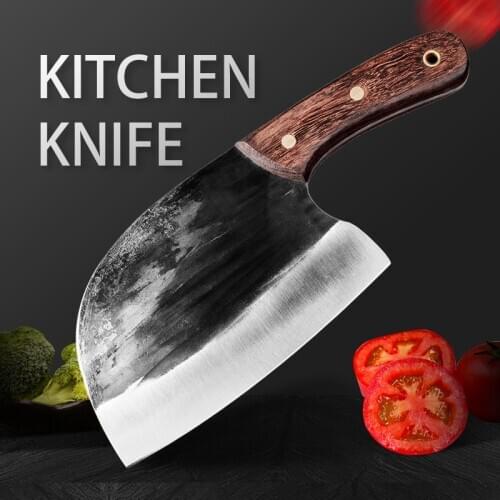 Household Stainless Steel Hand-forged Hammer Knife Cleaver Kitchen Chopping Dual-use Chefs Knife