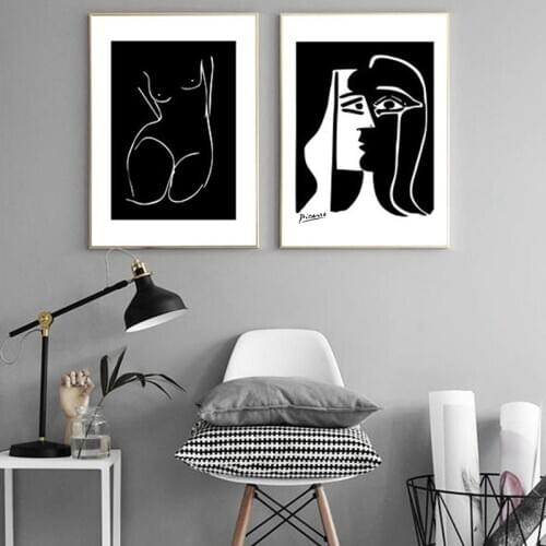 Black White Abstract Art Pablo Picasso Kiss Canvas Paintings Posters and Prints Wall Art Picture for Living Room Home Decoration