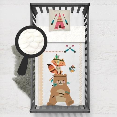 Kids Minky Blanket Super Soft and Warm Blankets Children for Couch and Bed Wild Western Animal Red Model 053