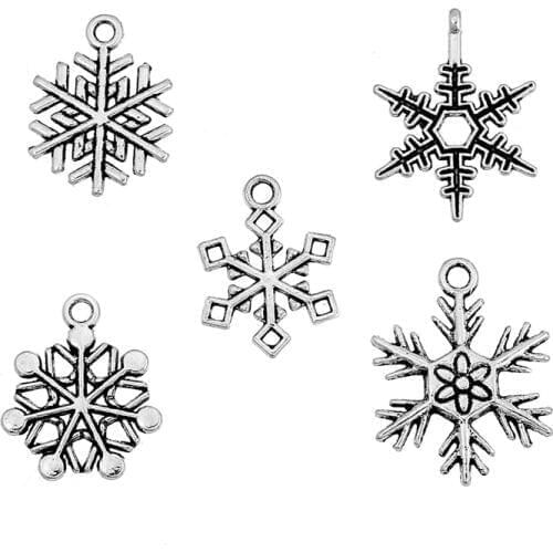 DoreenBeads 50 Mixed Silver Color Christmas Snowflake Charm Pendants (B11040), yiwu