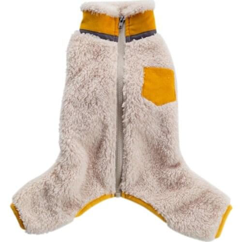 Fleece Pet Dog Clothes Winter Warm Puppy Teddy Small Dog Jumpsuit With Pocket Design Plush Pet Zip Coat Rompers Dog Cat Clothing