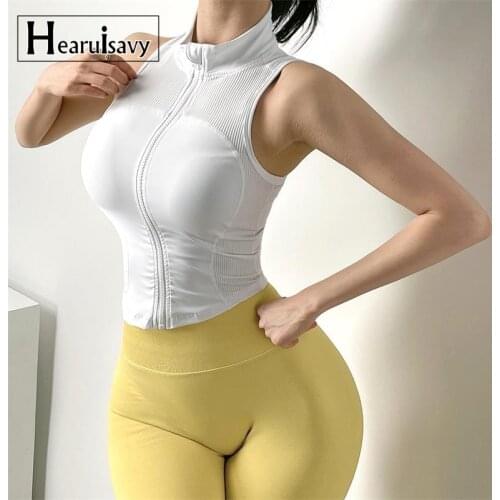 Compression Fitness Training Sport Shirts Women Breathable Zipper Yoga Crop Tops Female Gym Running Quick Dry Sleeveless Vest
