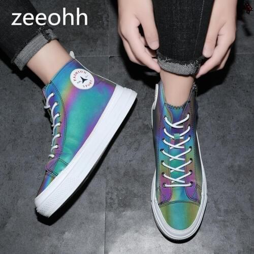 Zeeohh Spring Men high top Casual Sneakers autumn New Korean version Luminous Men lace up cool Shoes Zapatos de hombre