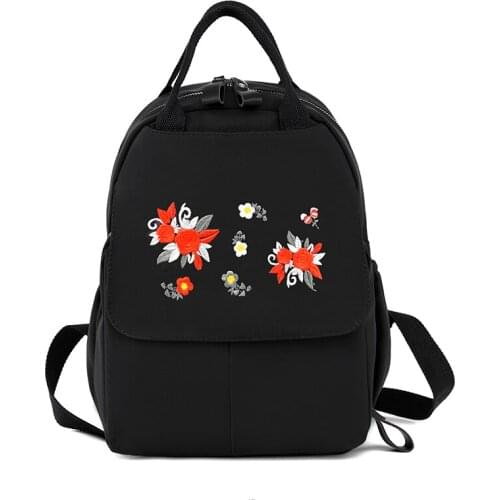Small Backpacks for women,Mini Nylon Bookbag Purse Casual Lightweight Embroidery Daypack for girl