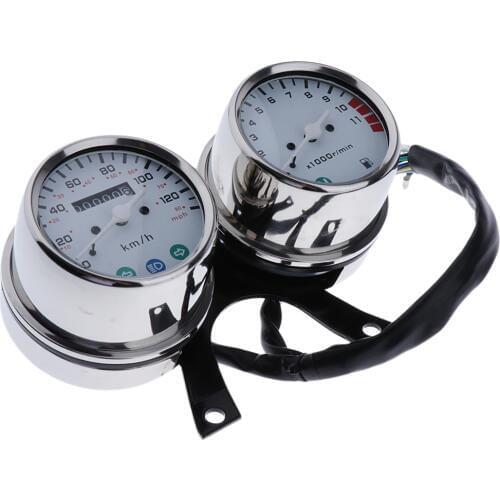 Motorcycle Dual Mechanical Odometer Speedometer and Engine Speed Instrument
