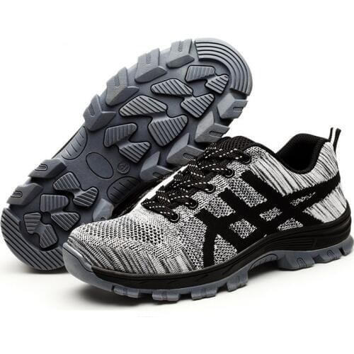 Men Safety Shoes Breathable Steel Toe Caps Work Shoes Summer Mesh Anti-pierce Building Site Worker Security Boots 2019