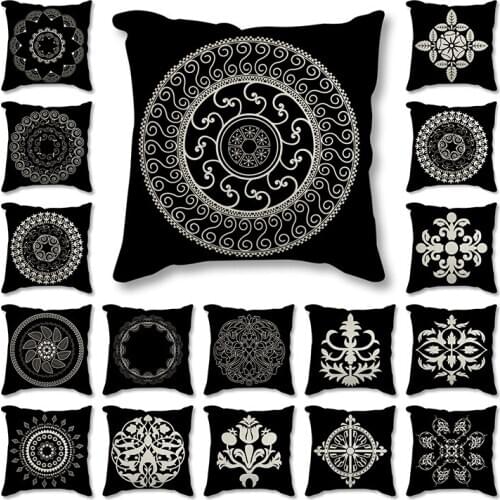 Geometric Black And White Cushion Cover Linen Cotton Print Cushion Covers Home Decor Pillowcase Throw Pillow Covers 45x45cm