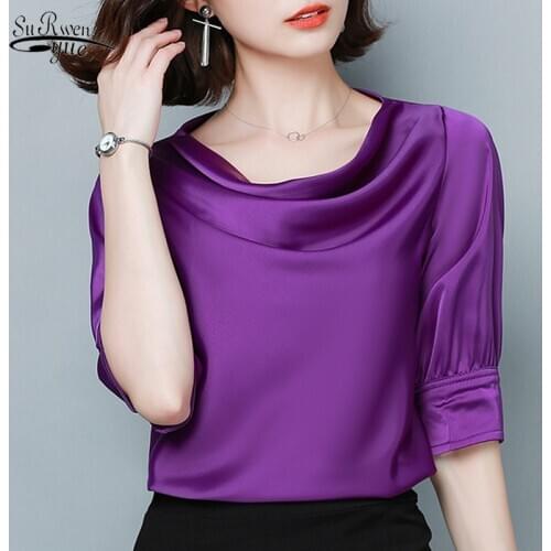 Solid Short Sleeve Plus Size Women Tops and Blouses Elegant Office Lady Chiffon Shirts Casual Women Clothing Blusas 10244