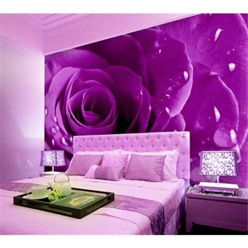 Custom Photo Modern Simple Fresh Art Tile Wall Purple Living Room Rose Bedroom Wall Home Decor Painting Wallpaper