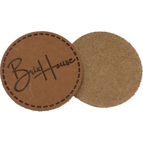 Custom Round Genuine Leather Labels DIY Brand Logo Patches For Clothes