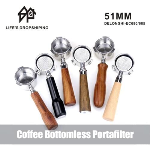 Coffee Bottomless Portafilter For Espresso 51mm for Delonghi EC685 EC680 Coffee Naked Bottomless Portafilter Coffee Accessories