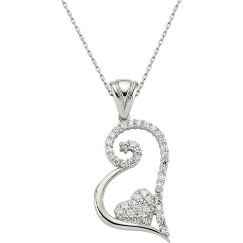 Silverlina Sterling Silver Heart Women Necklace