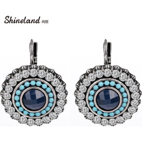 Shineland 2020 Fashion Boho Small Earrings For Women Jewelry Brinco Carved Vintage Tibetan trendy Bohemian Earrings